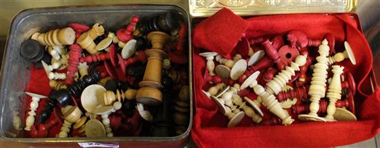 2 ivory chess sets and a wooden set